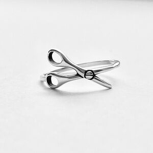Sterling Silver Open Scissors Ring, Hairdresser Rings, Hair Stylist, Barbers